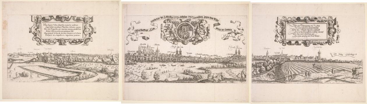 Panoraamanäkymä Nürnbergiin, 1552. tekijältä Hanns Sebald Lautensack