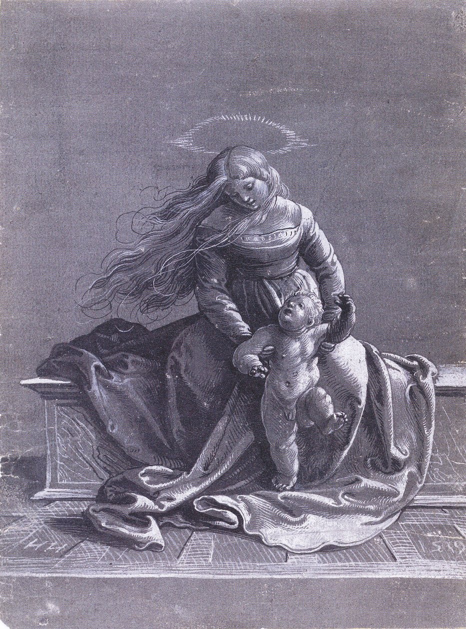 Istuva neitsyt ja lapsi tekijältä Hans Holbein der Jüngere