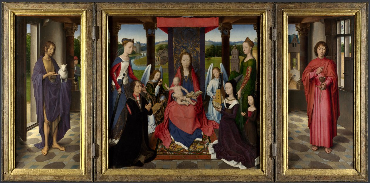 Maria mit Kind, Heiligen und Stiftern tekijältä Hans Memling