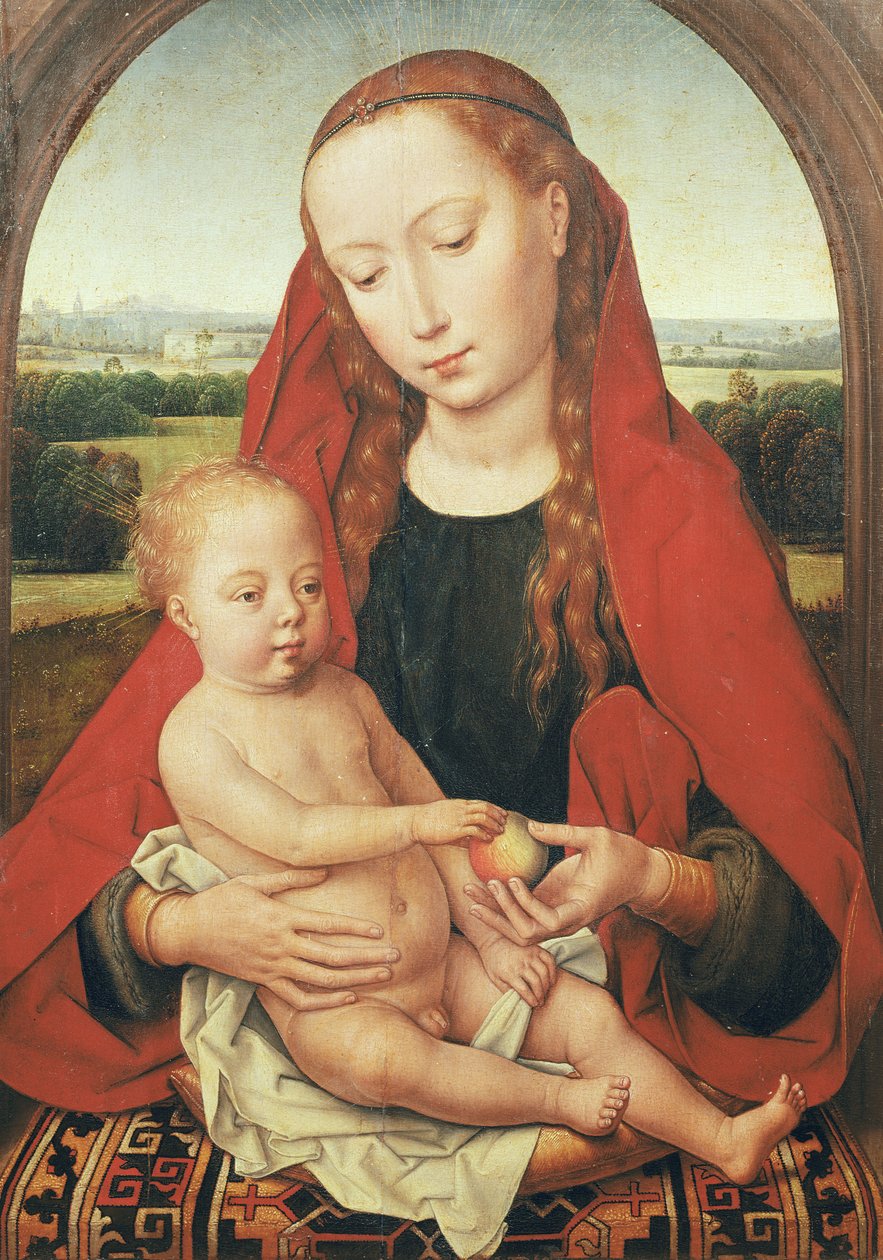Neitsyt ja lapsi, n. 1485-1490 tekijältä Hans Memling
