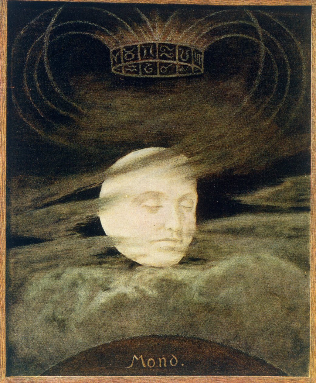 Moon, kuvitus "Festkalenderista", julkaistu Leipzigissä n. 1910 tekijältä Hans Thoma