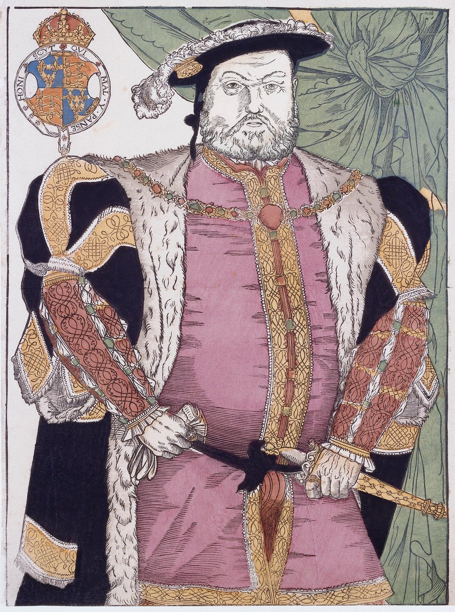 Englannin kuningas Henrik VIII (kaiverrus) tekijältä Hans (after) Holbein