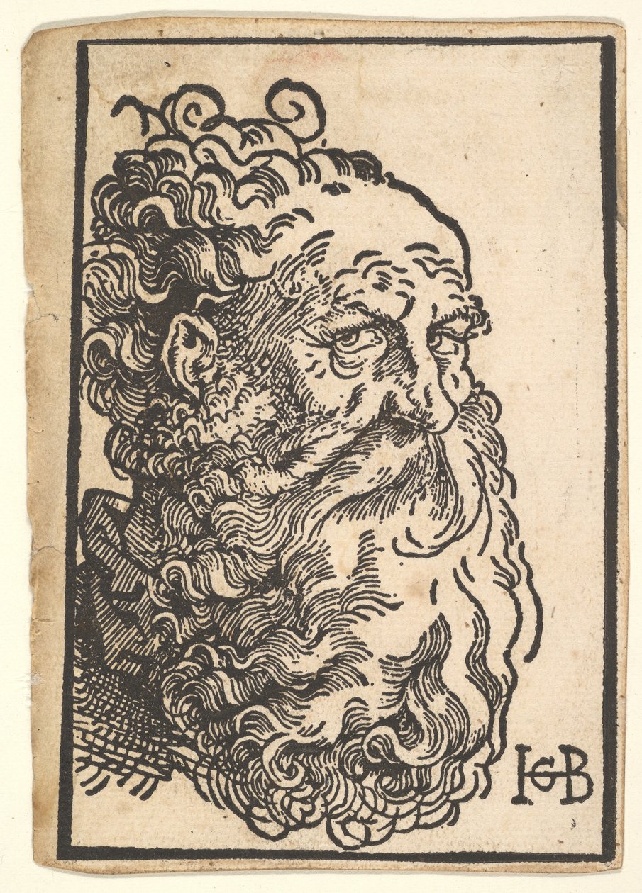 Parrakkaan miehen pää, n. 1518-19. tekijältä Hans Baldung