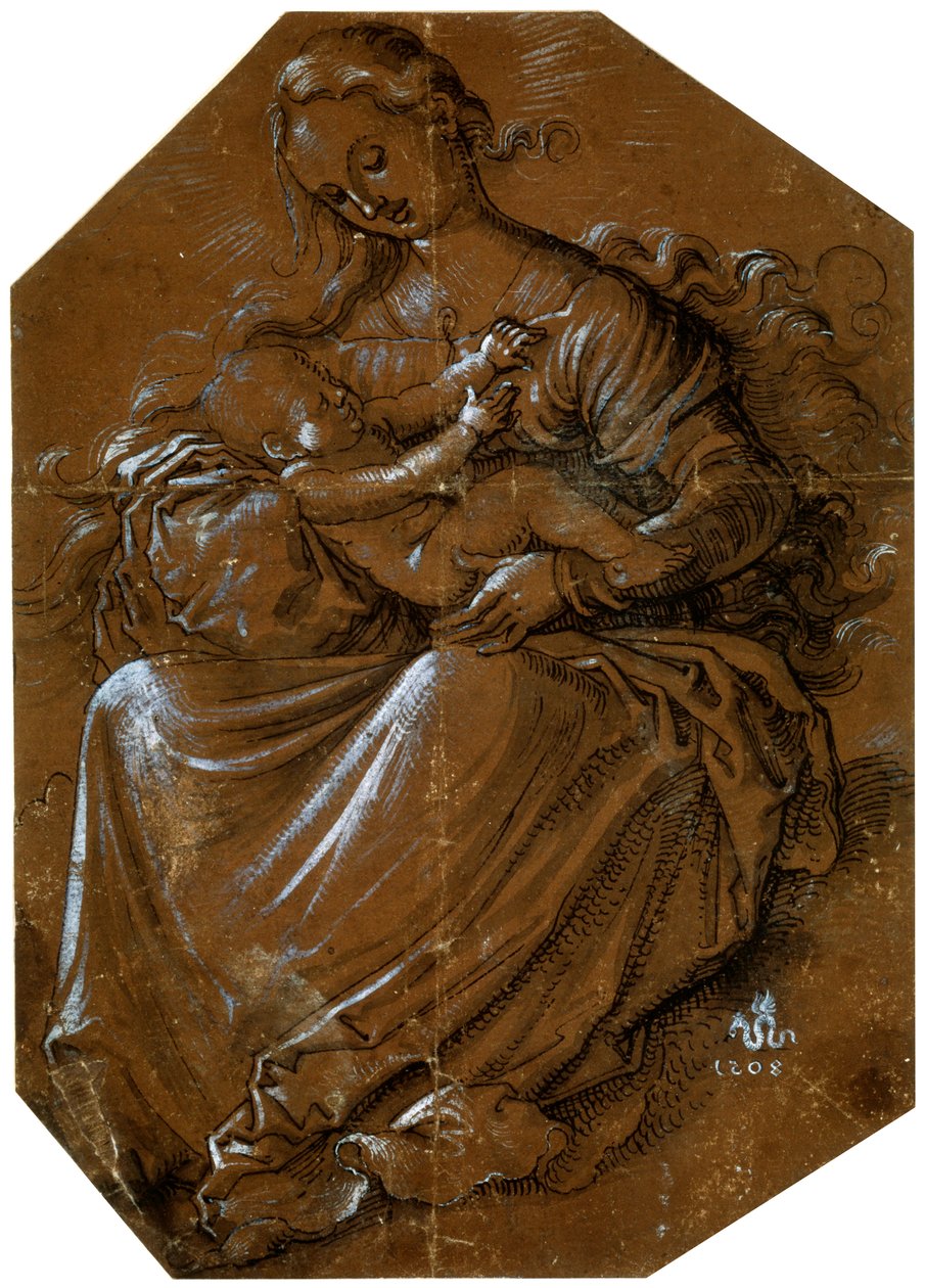 Neitsyt ja lapsi, c1500-1545 tekijältä Hans Baldung