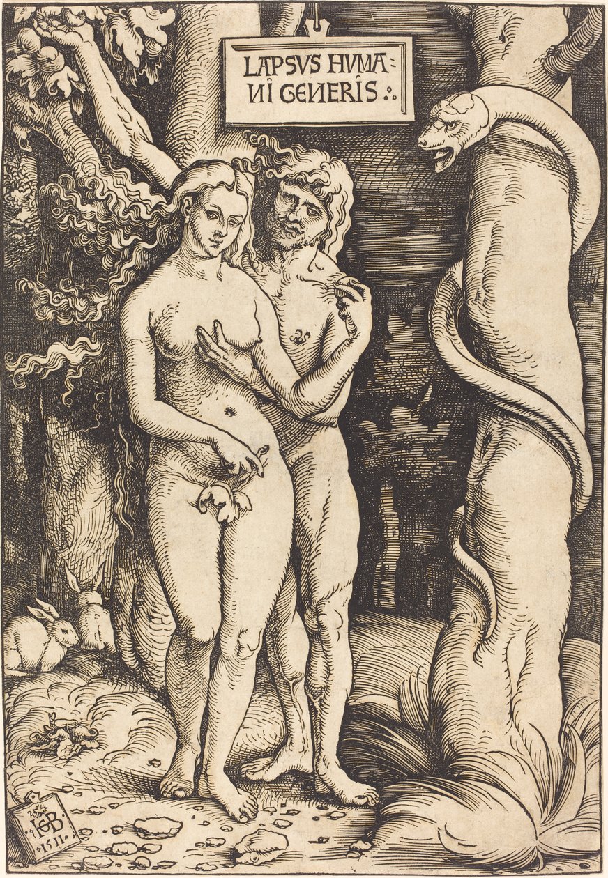 Aadam ja Eeva, 1511 tekijältä Hans Baldung Grien