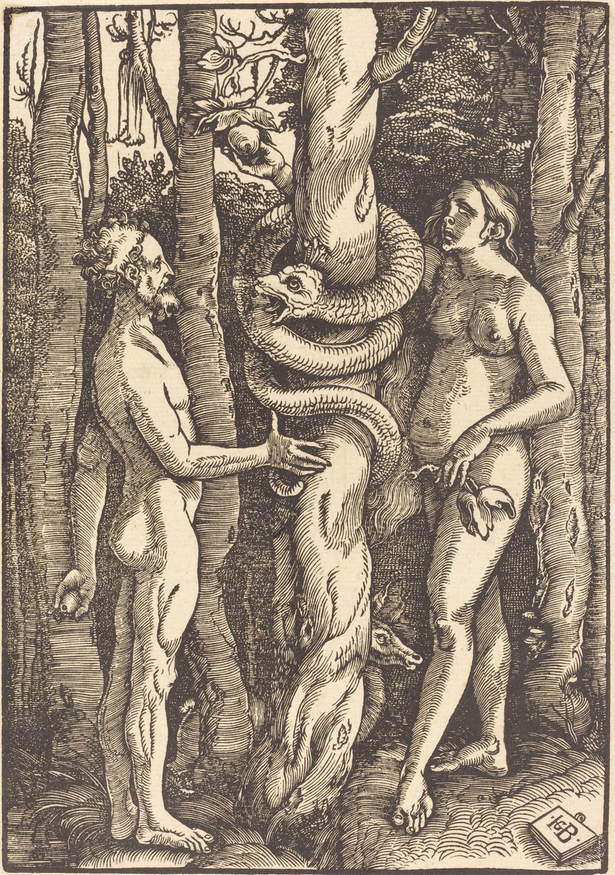 Aadam ja Eeva käärmeen kanssa tekijältä Hans Baldung Grien