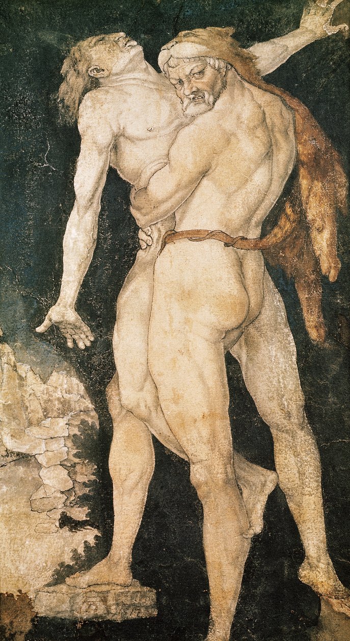 Herkules ja Antaeus, noin 1530 tekijältä Hans Baldung Grien