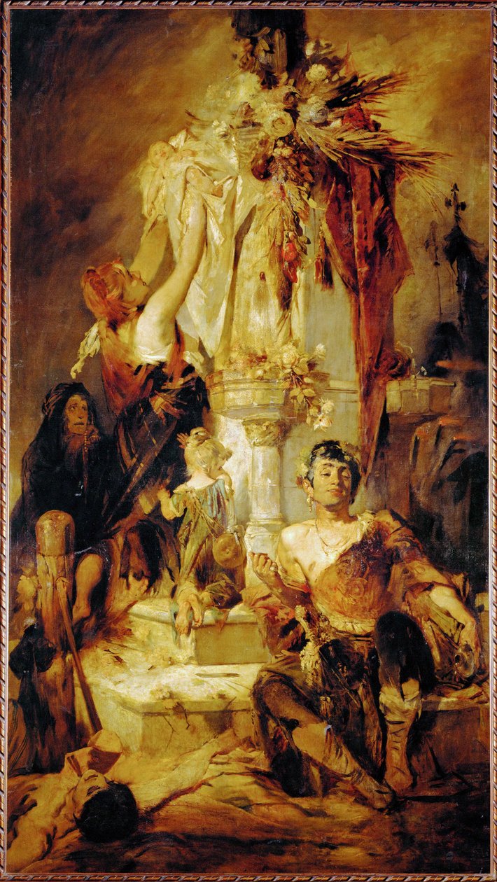 Uhrikohtaus ... (maalaus kankaalle) tekijältä Hans Makart