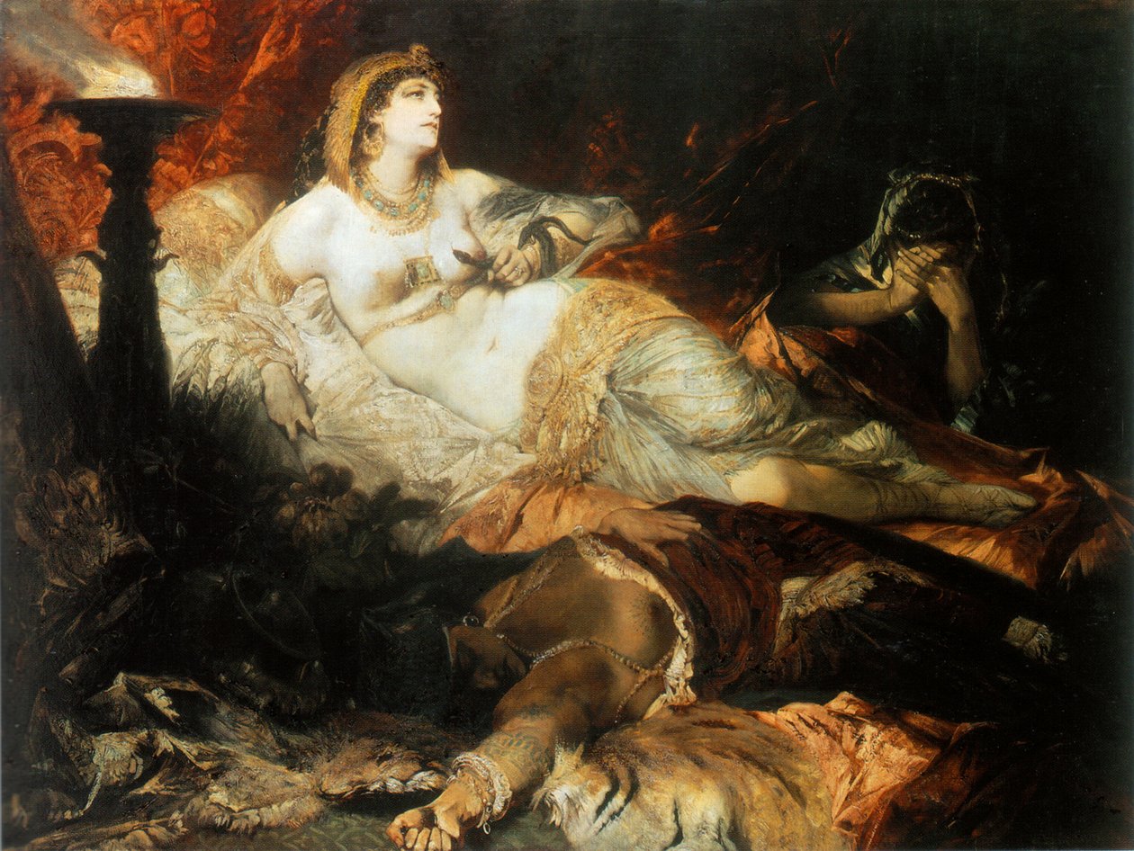 Kleopatran kuolema, 1875. tekijältä Hans Makart
