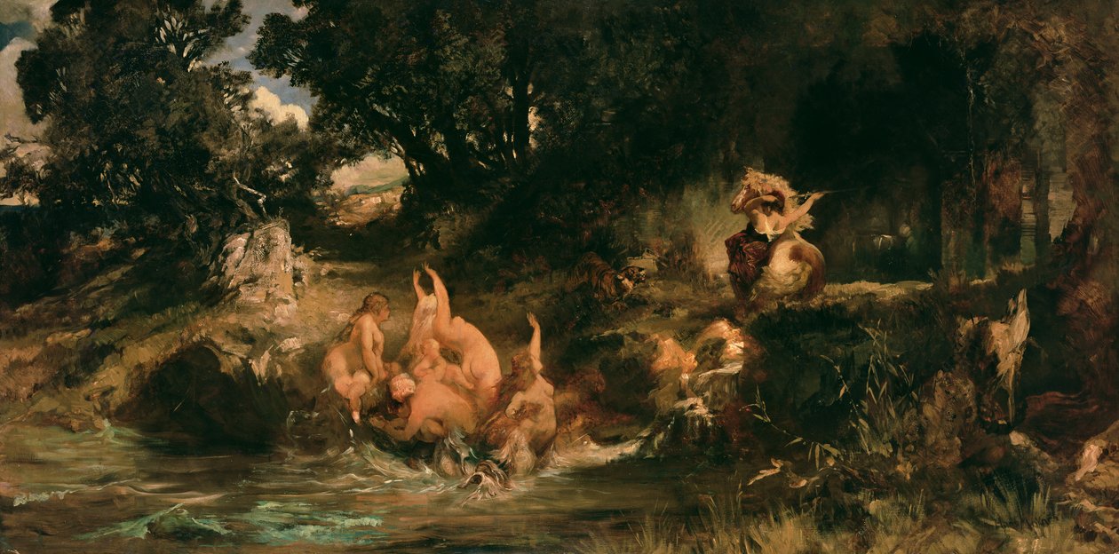 Merenneidot ja tiikeri, 1872-73 tekijältä Hans Makart