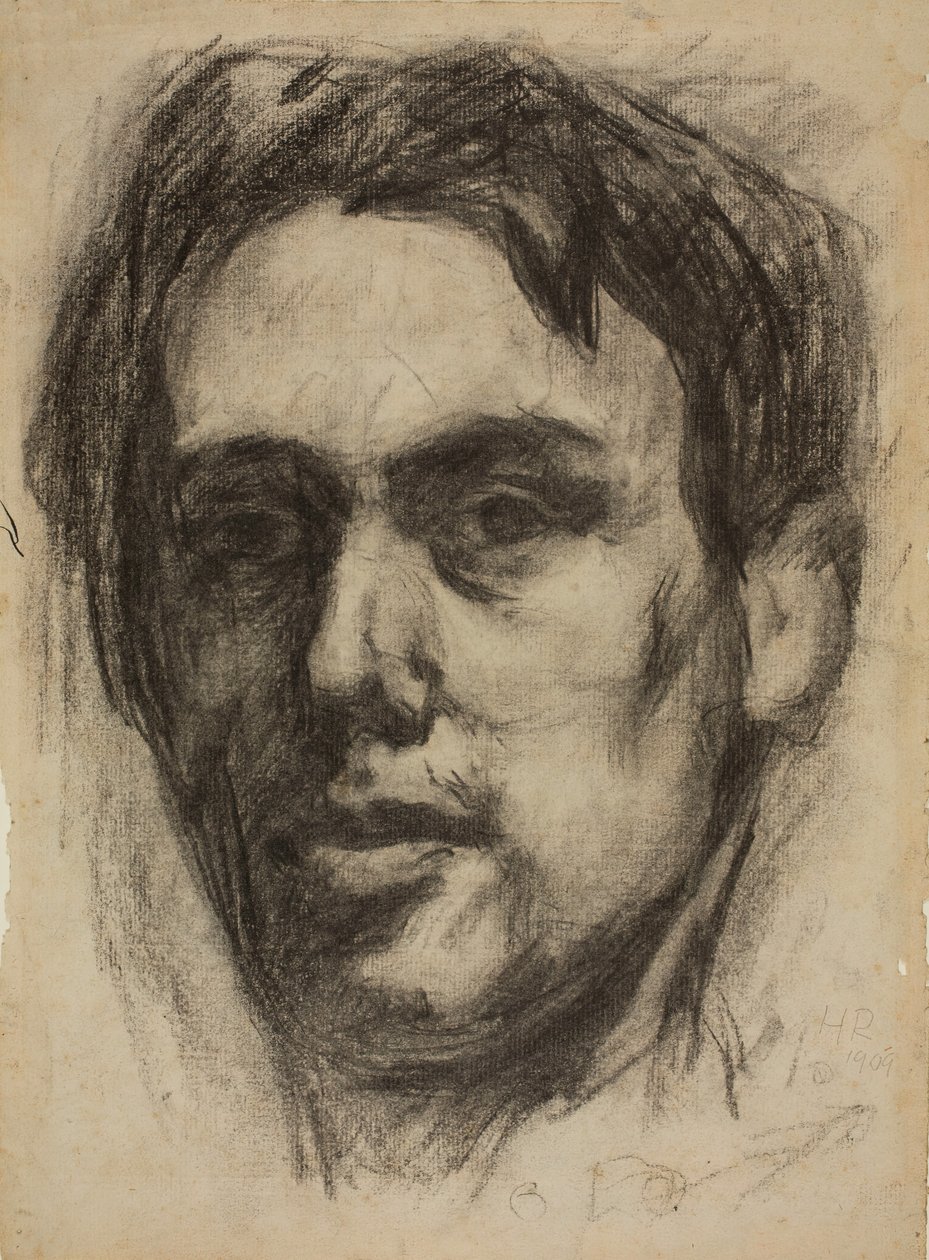 Omakuva recto, Sketch verso, 1909. tekijältä Hans Richter