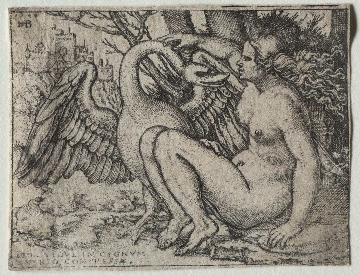 Leda ja joutsen, 1548. tekijältä Hans Sebald Beham