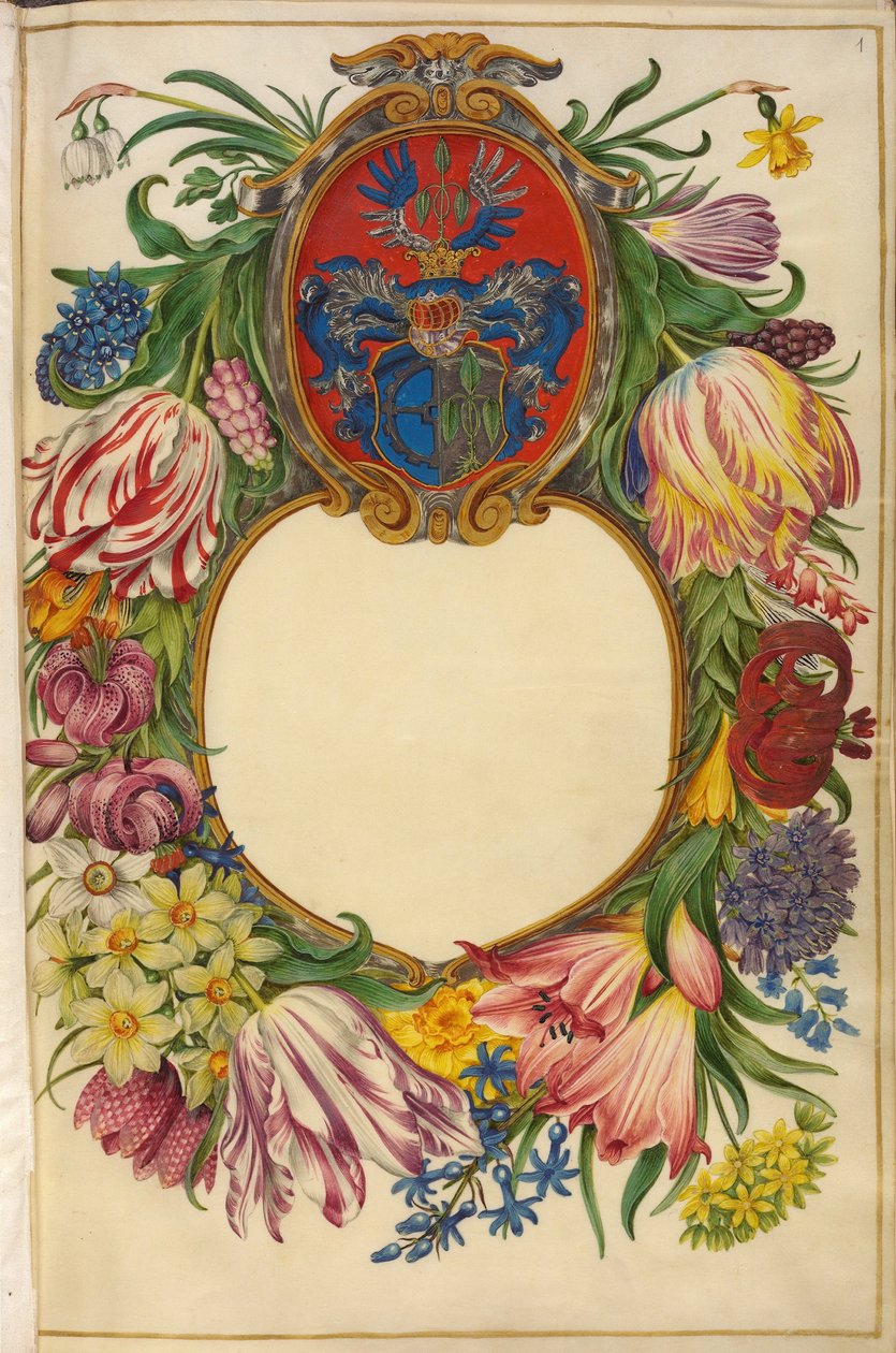 Saksa: Nimiölehti Moller-Florilegium (1) tekijältä Hans Simon Holtzbecker