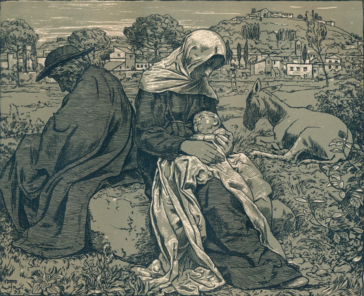 Lepo Egyptiin lennon aikana, c1897 tekijältä Hans Thoma