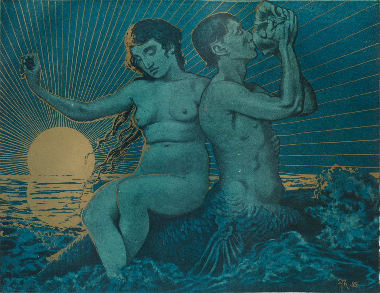 Triton ja Nereide, 1895 tekijältä Hans Thoma