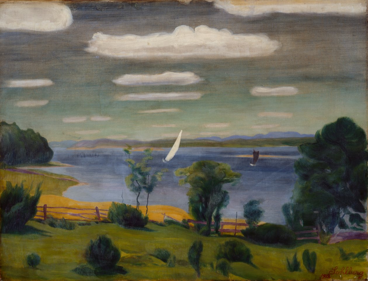 Kesäpäivä Viksfjordenissa, Larvikissa tekijältä Harald Oscar Sohlberg