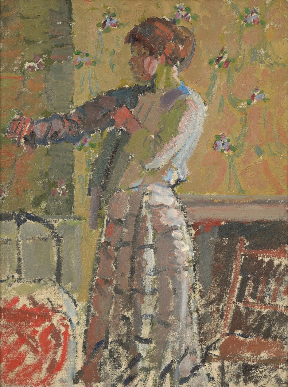 Tyttö pukeutuu tekijältä Harold Gilman
