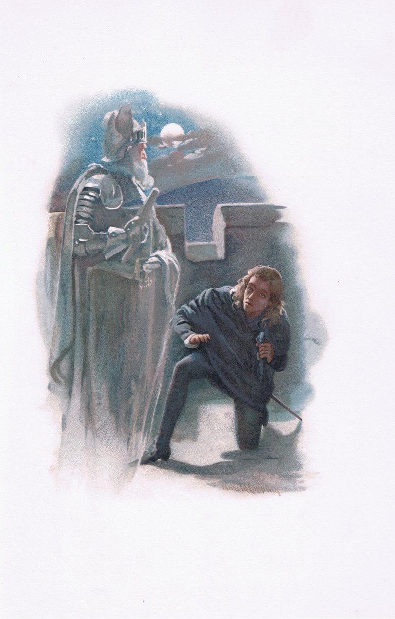 Hamlet ja aave, kuvitus Hamletista tekijältä Harold Copping
