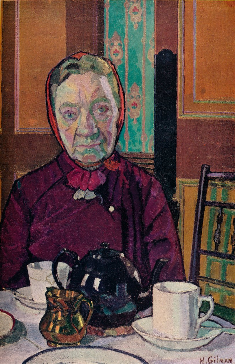 Rouva Mounter aamiaispöydässä, 1916-1917 tekijältä Harold Gilman