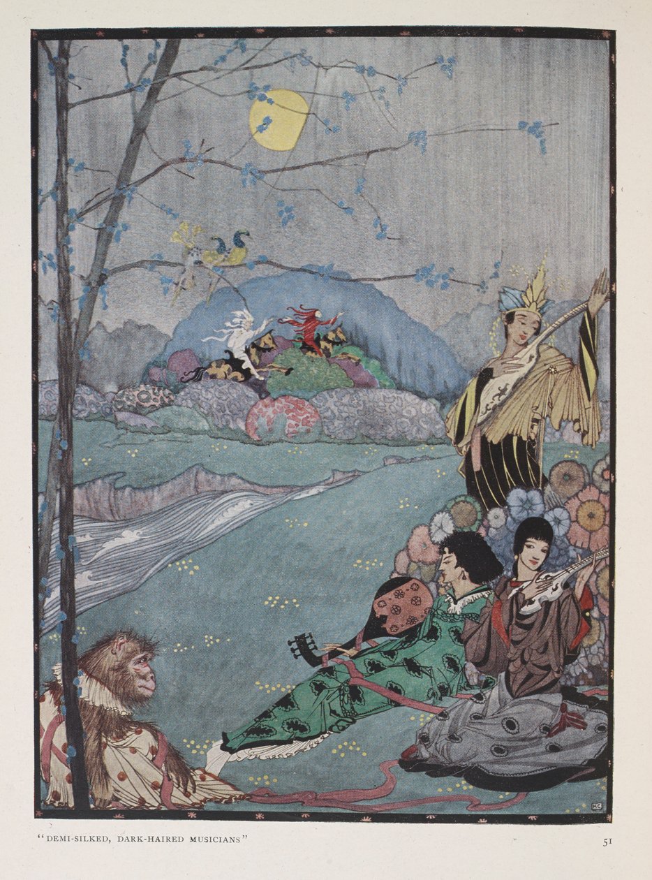 Arabia. "Demi-silked tummatukkaiset muusikot" tekijältä Harry Clarke