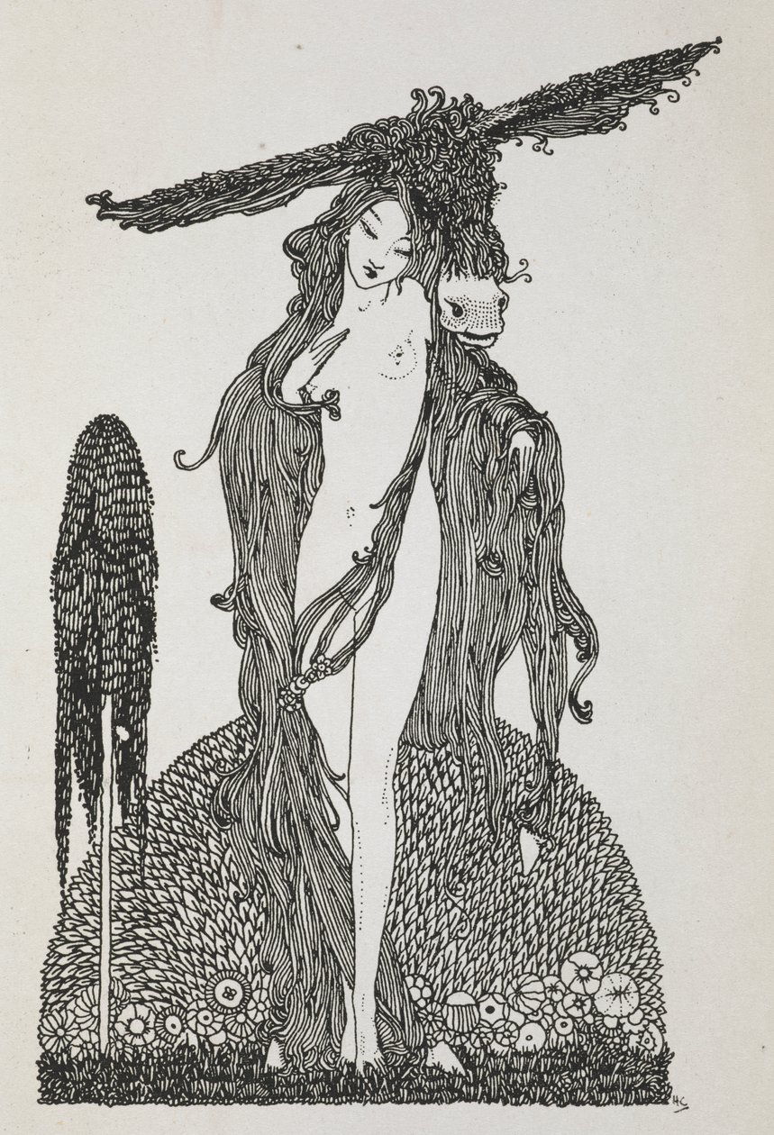 Tarinan kuvitus, "aasi-nahka". tekijältä Harry Clarke