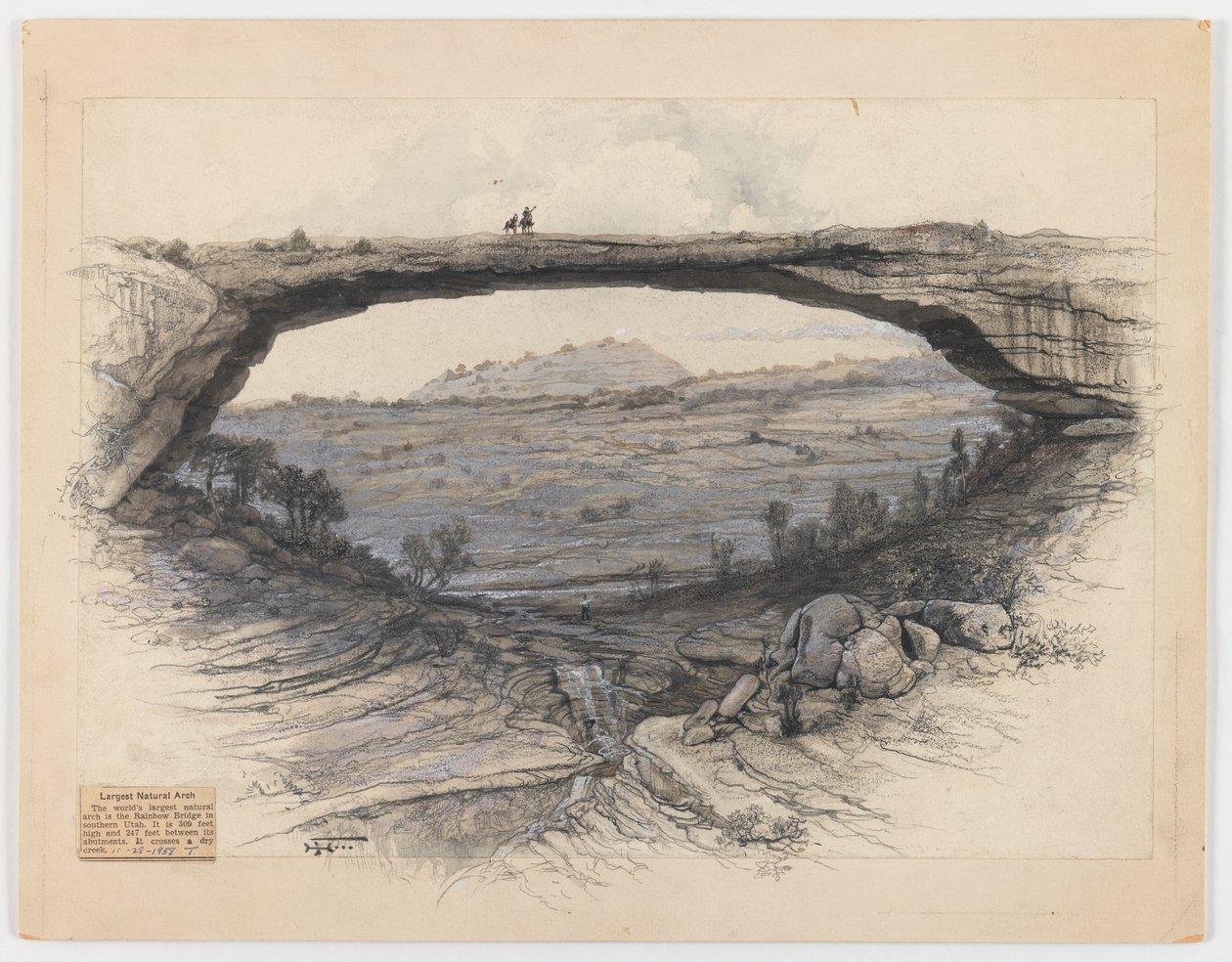 Rainbow Bridge (pesu, grafiitti ja puuhiili paperille) tekijältä Harry Fenn