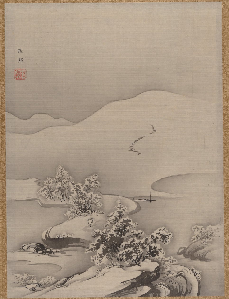 Lake and Causeway, n. 1885-89. tekijältä Hashimoto Gaho