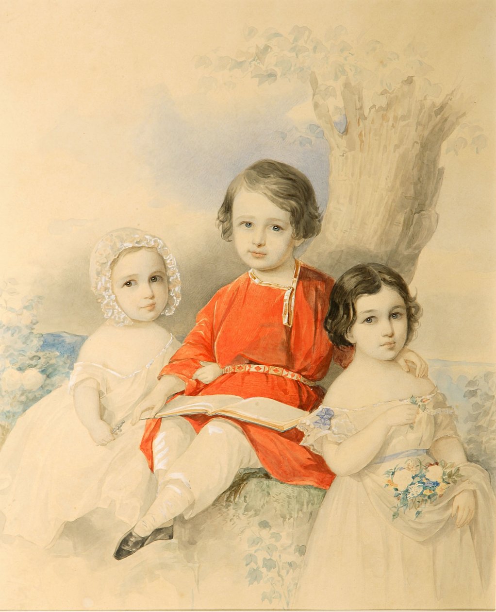 Lapset maisemassa, 1840-luku. tekijältä Hau