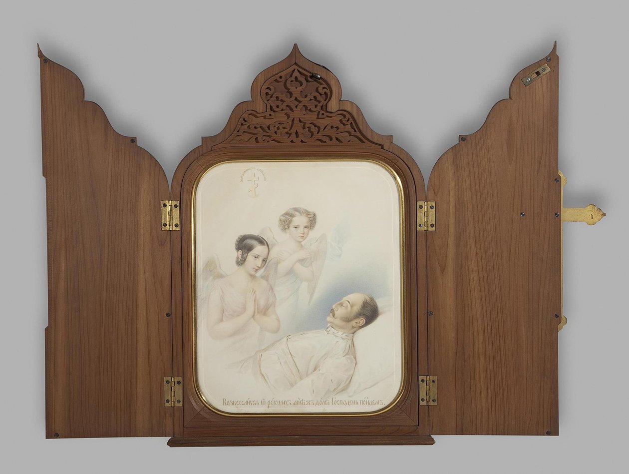 Keisari Nikolai I kuolinvuoteella, 1855 tekijältä Hau