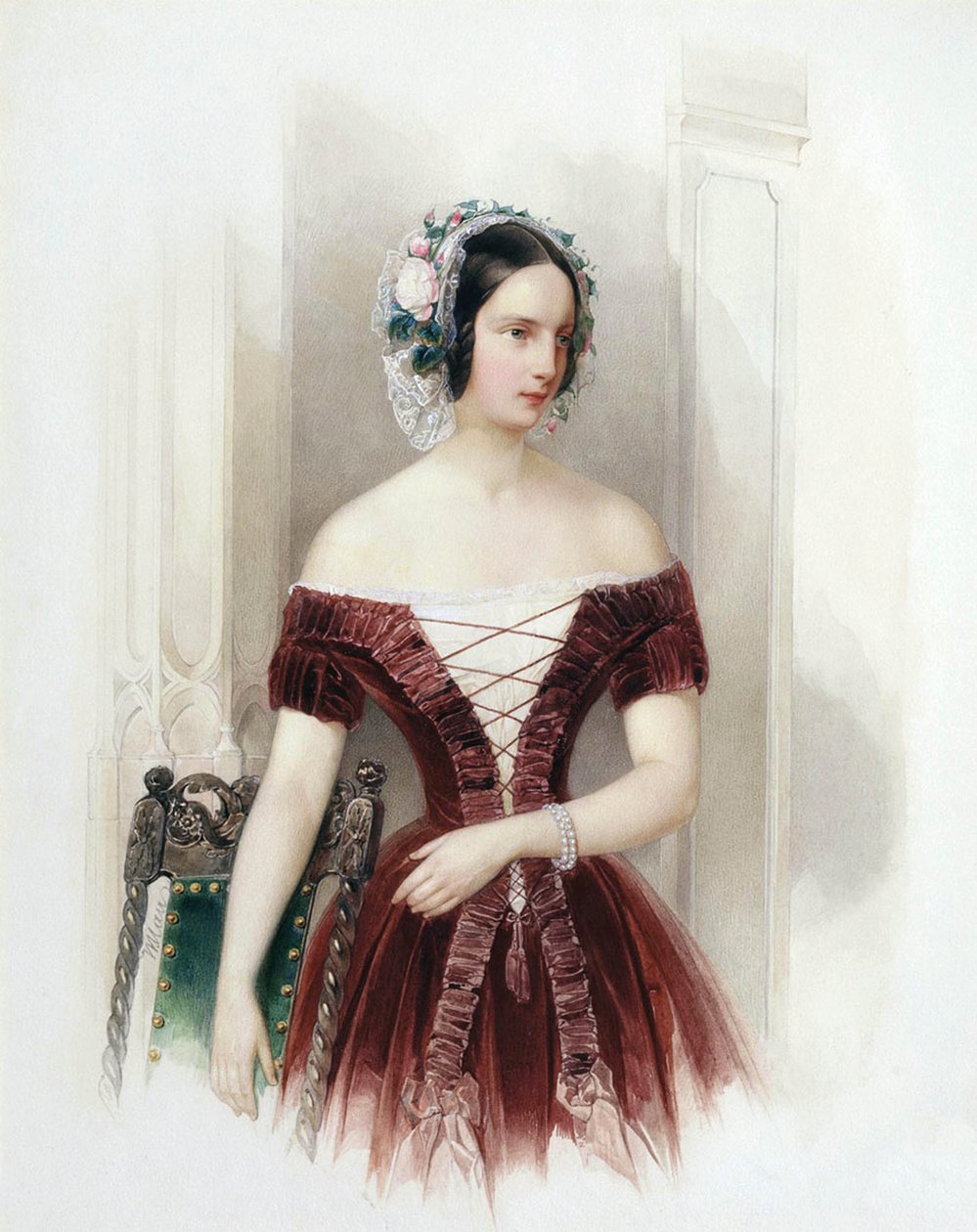 Venäjän suurherttuatar Aleksandra Nikolajevna, 1825-1844, c1840. tekijältä Hau