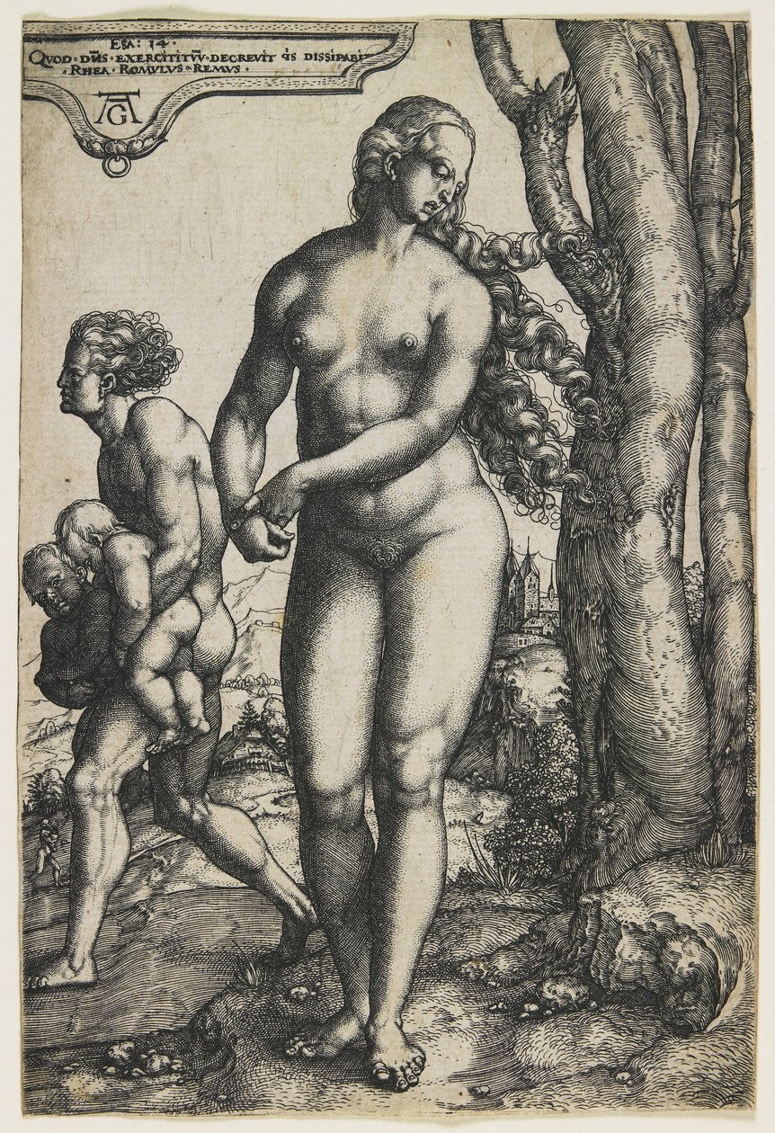 Rhea Sylvia (Romulus ja Remus), n. 1530 tekijältä Heinrich Aldegrever