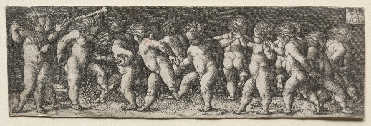 Viisitoista alaston lasta tanssii, 1535. tekijältä Heinrich Aldegrever