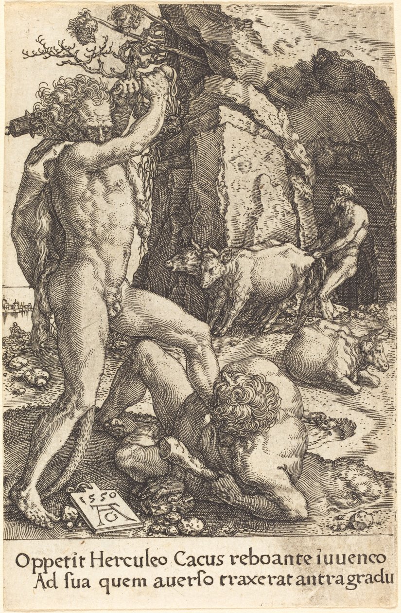Hercules Killing Cacus, 1550. tekijältä Heinrich Aldegrever