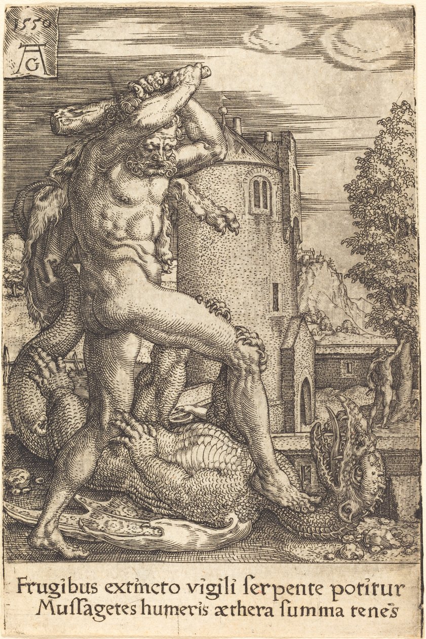 Hercules Slaying the Dragon tekijältä Heinrich Aldegrever