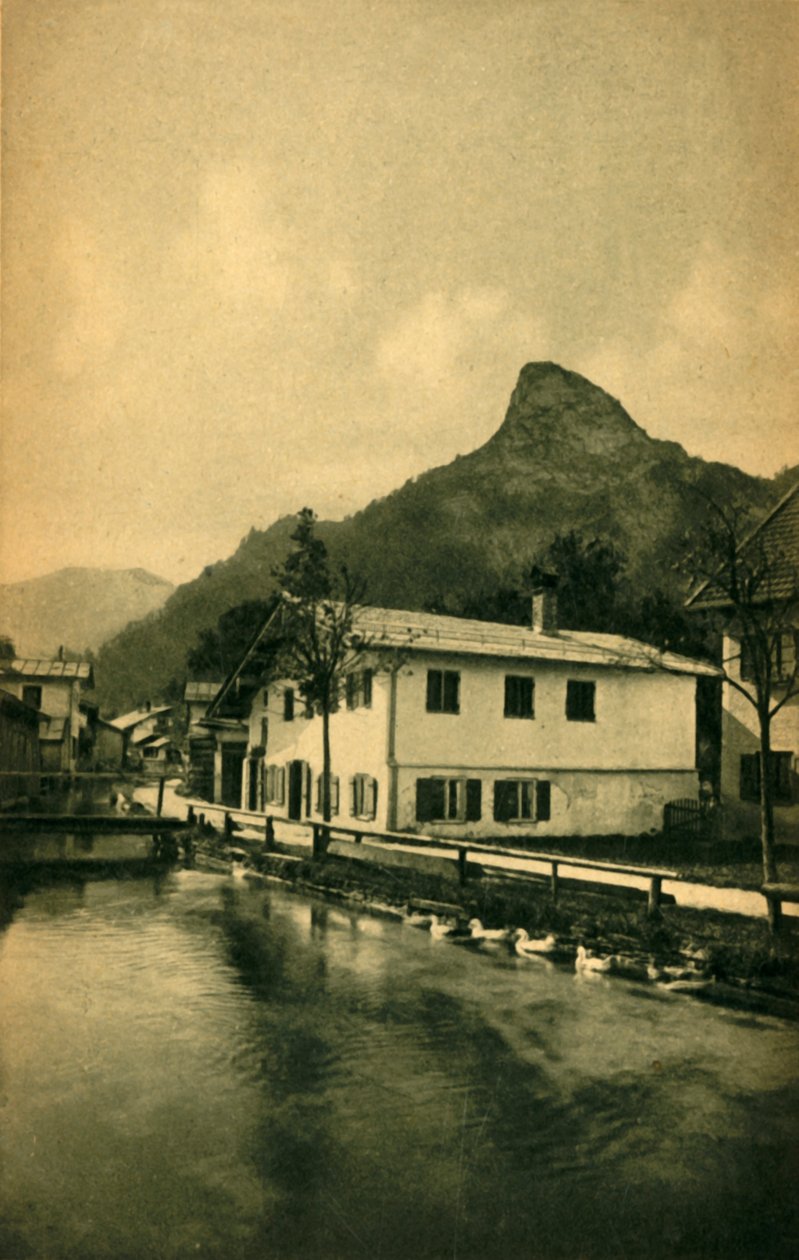 Myllyvirta Oberammergaussa, Baijerissa, Saksassa c1922. tekijältä Heinrich Uhlschmid