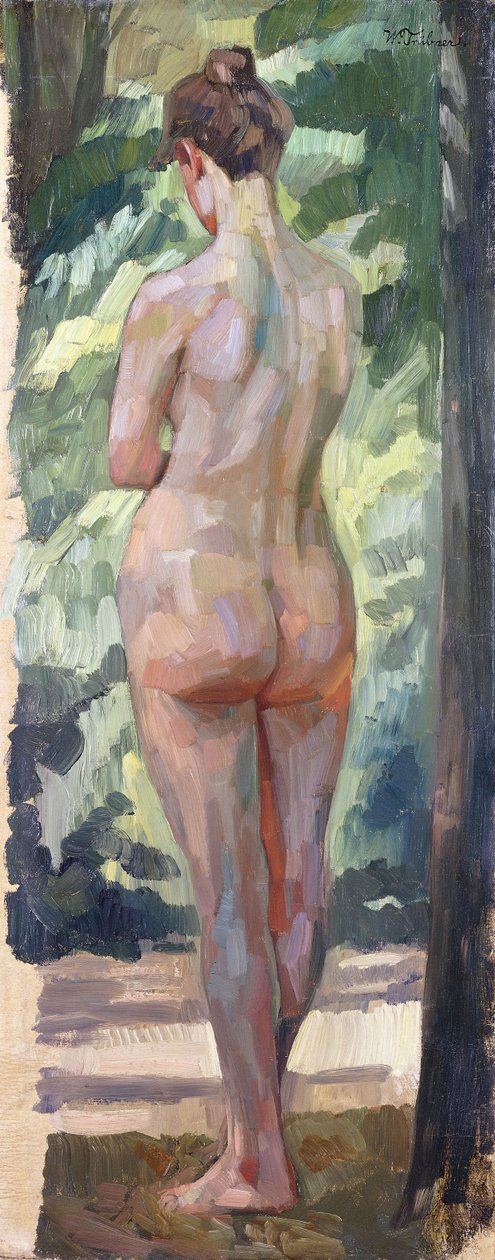Pysyvä alaston; Standing Back Nude, 1898 tekijältä Heinrich Wilhelm Truebner