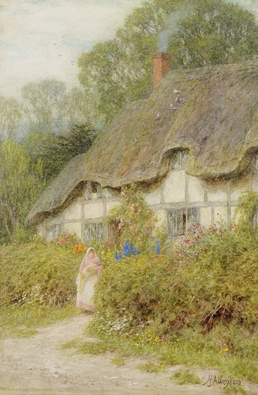 Wiltshiren mökki (wc paperilla) tekijältä Helen Allingham
