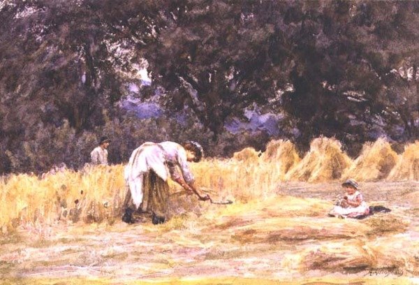 Sadonkorjuu tekijältä Helen Allingham