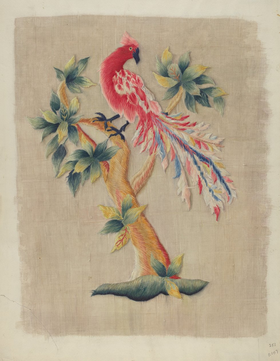 Sängyn verhon osa, c. 1937. tekijältä Helen E. Gilman