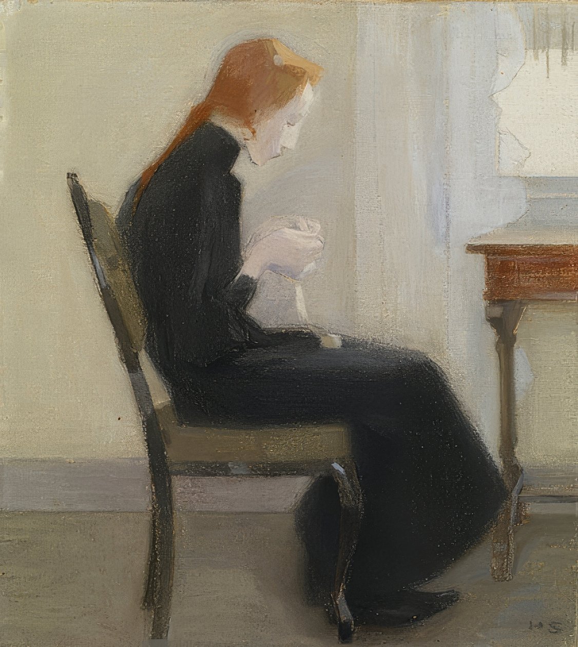 Virkkaava tyttö. 1904 tekijältä Helene Schjerfbeck