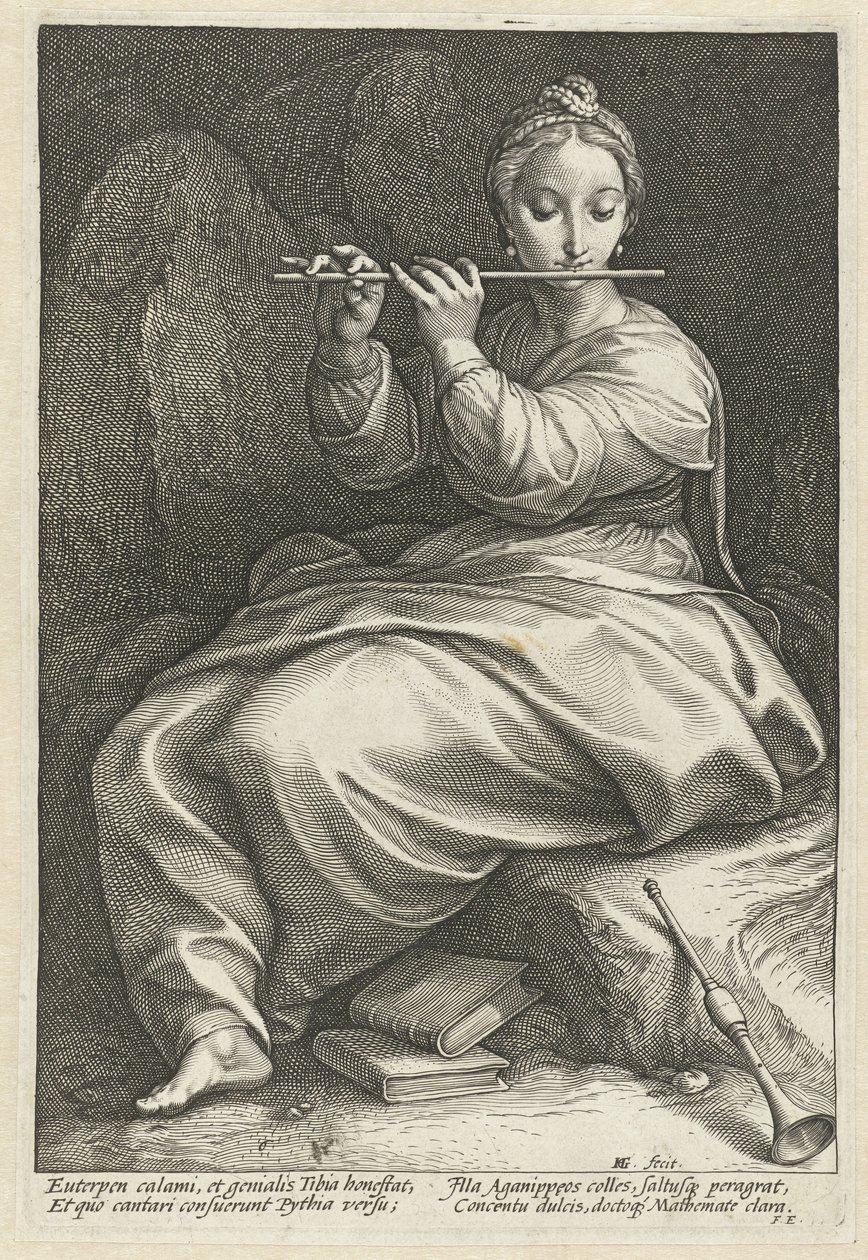 Euterpe The Nine Muses (sarjan nimi) tekijältä Hendrick Goltzius