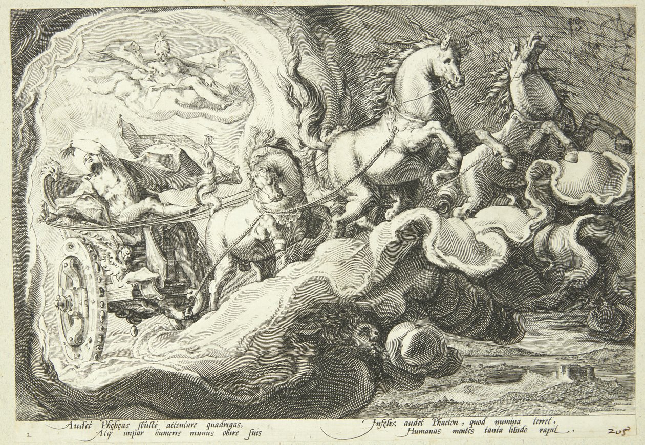 Phaeton ajaa auringon vaunuja tekijältä Hendrick Goltzius