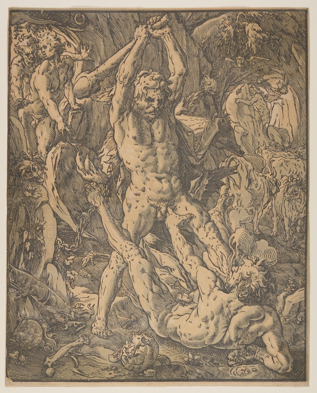 Hercules ja Cacus tekijältä Hendrick Goltzius