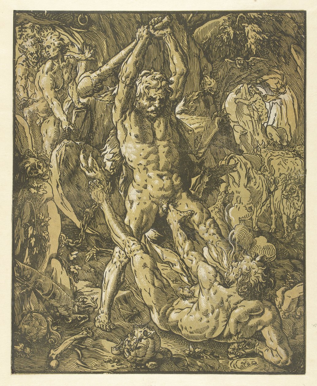 Hercules en Cacus tekijältä Hendrick Goltzius