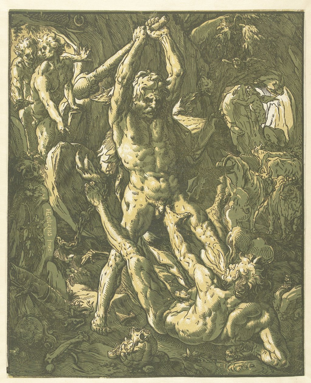 Hercules en Cacus tekijältä Hendrick Goltzius