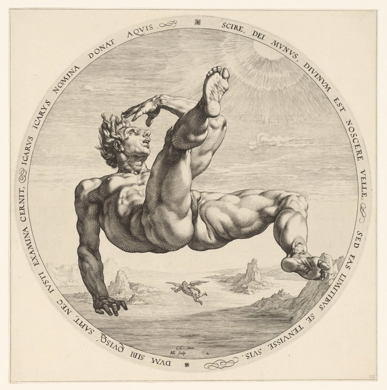 Icarus De vier vallers (sarjan nimi) tekijältä Hendrick Goltzius