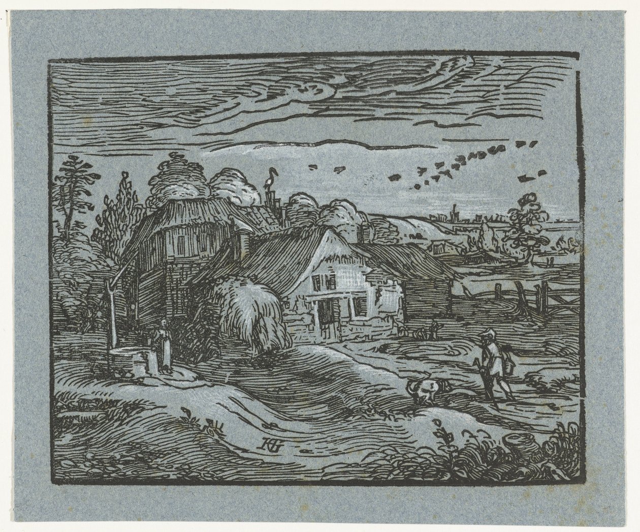 Maisema maatilan kanssa Neljä pientä maisemaa (sarjan nimi) tekijältä Hendrick Goltzius