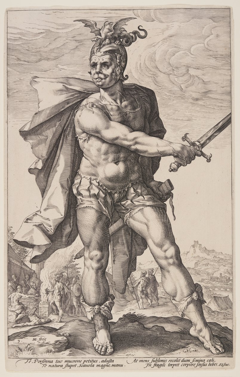 Mucius Scaevola, roomalaisista sankareista. tekijältä Hendrick Goltzius