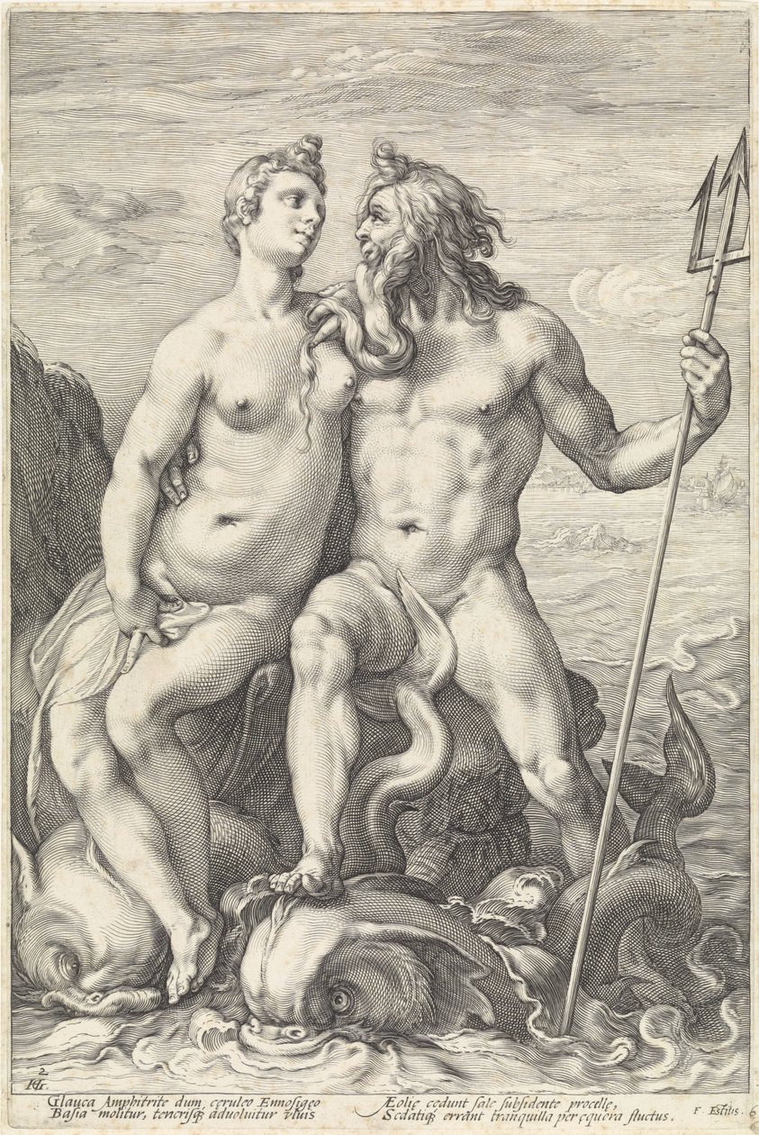 Neptunus ja amfitriitti The God Couple (sarjan nimi) tekijältä Hendrick Goltzius