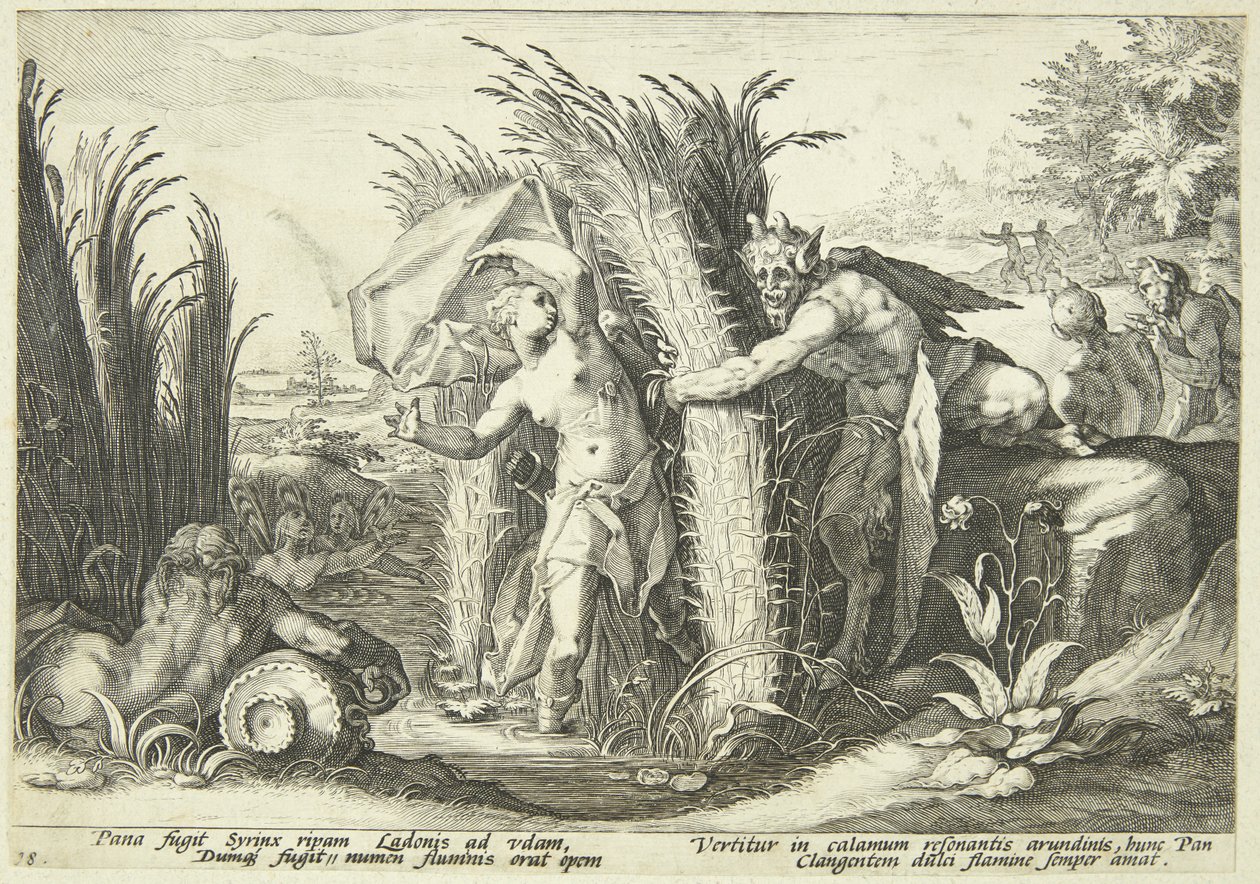 Pan ja Syrinx tekijältä Hendrick Goltzius